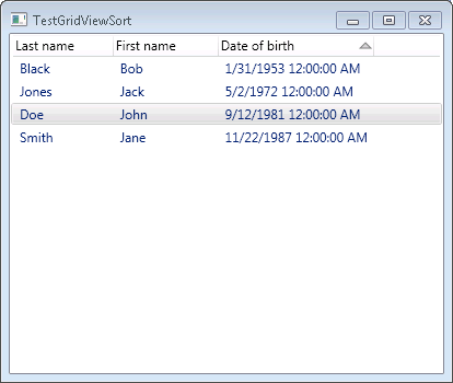 GridViewSort sample with sort glyph