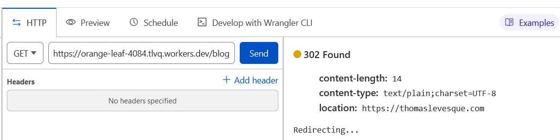 Found Screenshot of a request for an existing URL token, returning a 302 response