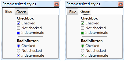 Parameterized styles with colors
